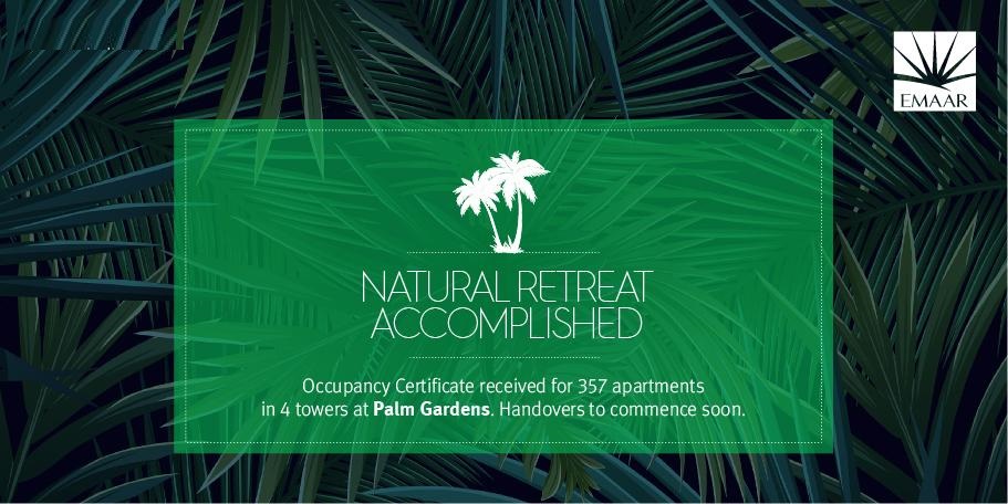 Emaar India received Occupancy Certificate for 357 Apartments at Palm Gardens, Gurugram